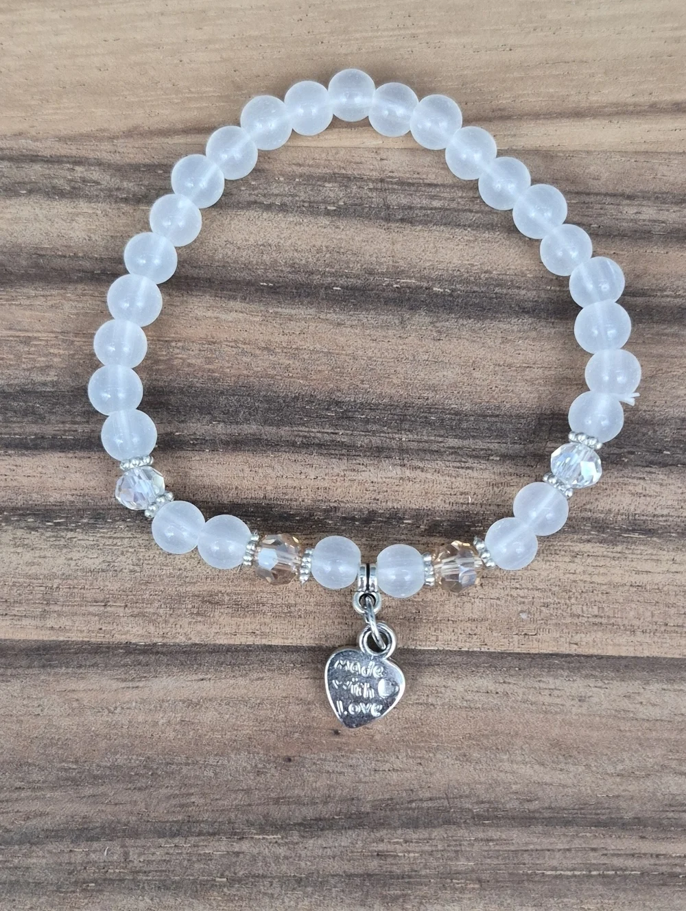 🩷3 for $15: 3 White, Clear & Silver Stretchy Bracelets with 2 Charms NWOT